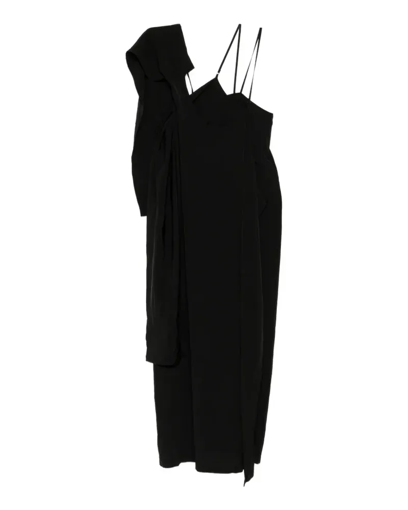 Yohji Yamamoto Asymmetrisches Kleid mit Drapierung - Schwarz Schwarz