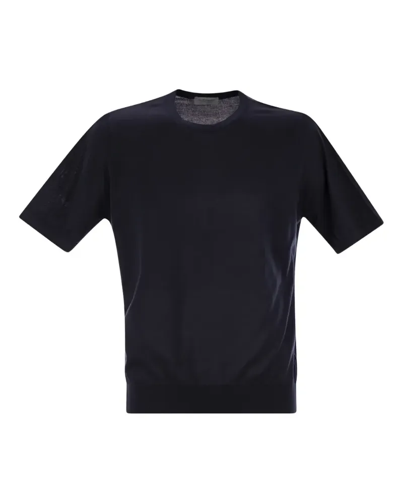 John Smedley Geripptes T-Shirt - Blau Blau