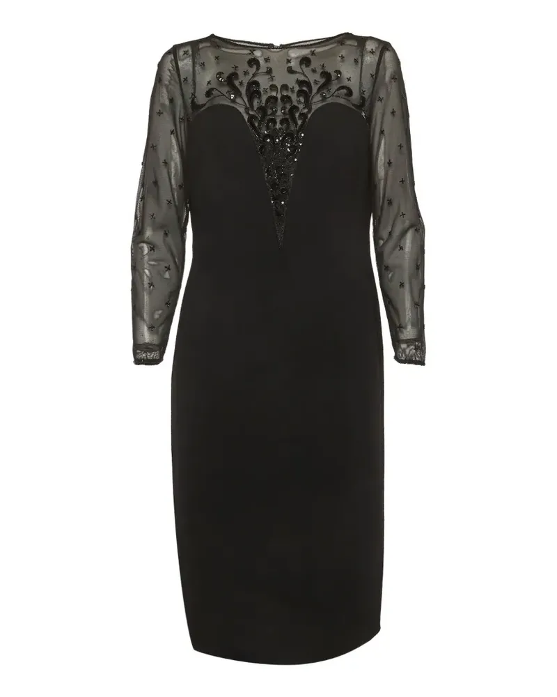 Escada bead-embellished lace-panel midi dress - Schwarz Schwarz