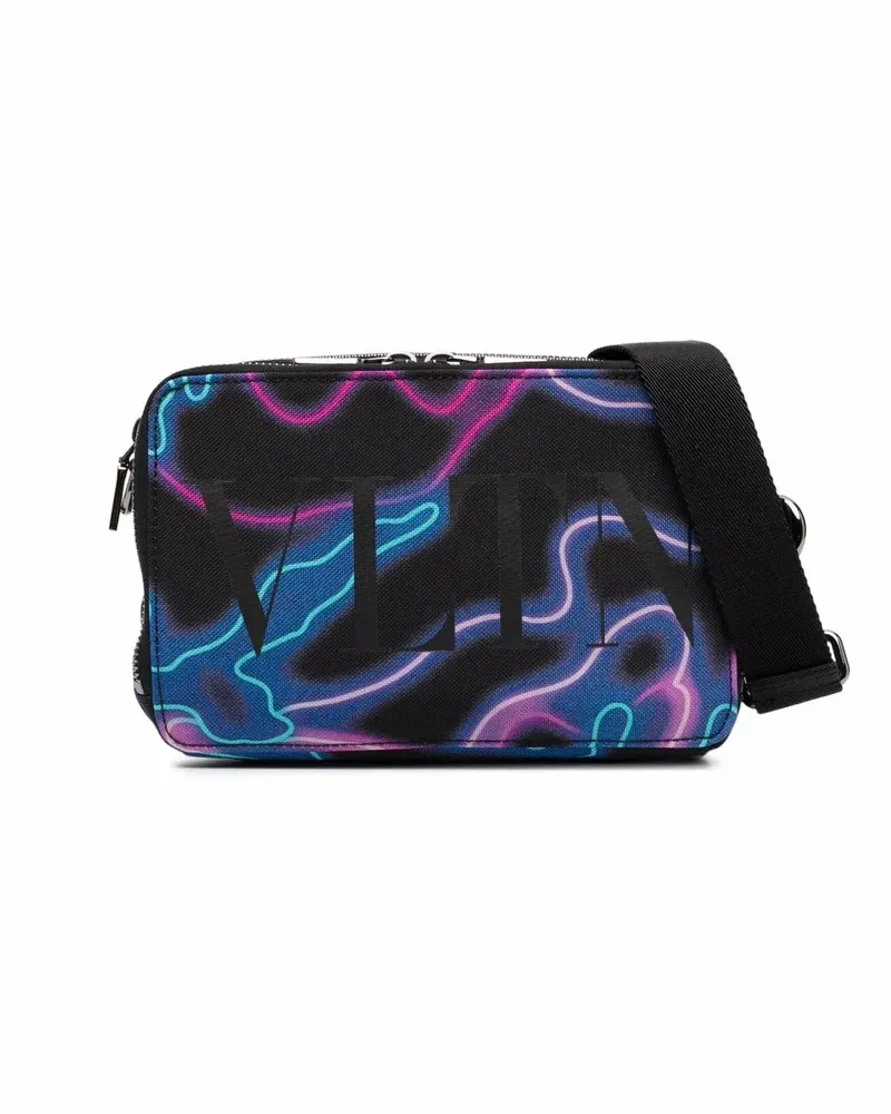 Valentino Garavani Kuriertasche mit Neon Camou-Print - Schwarz Schwarz