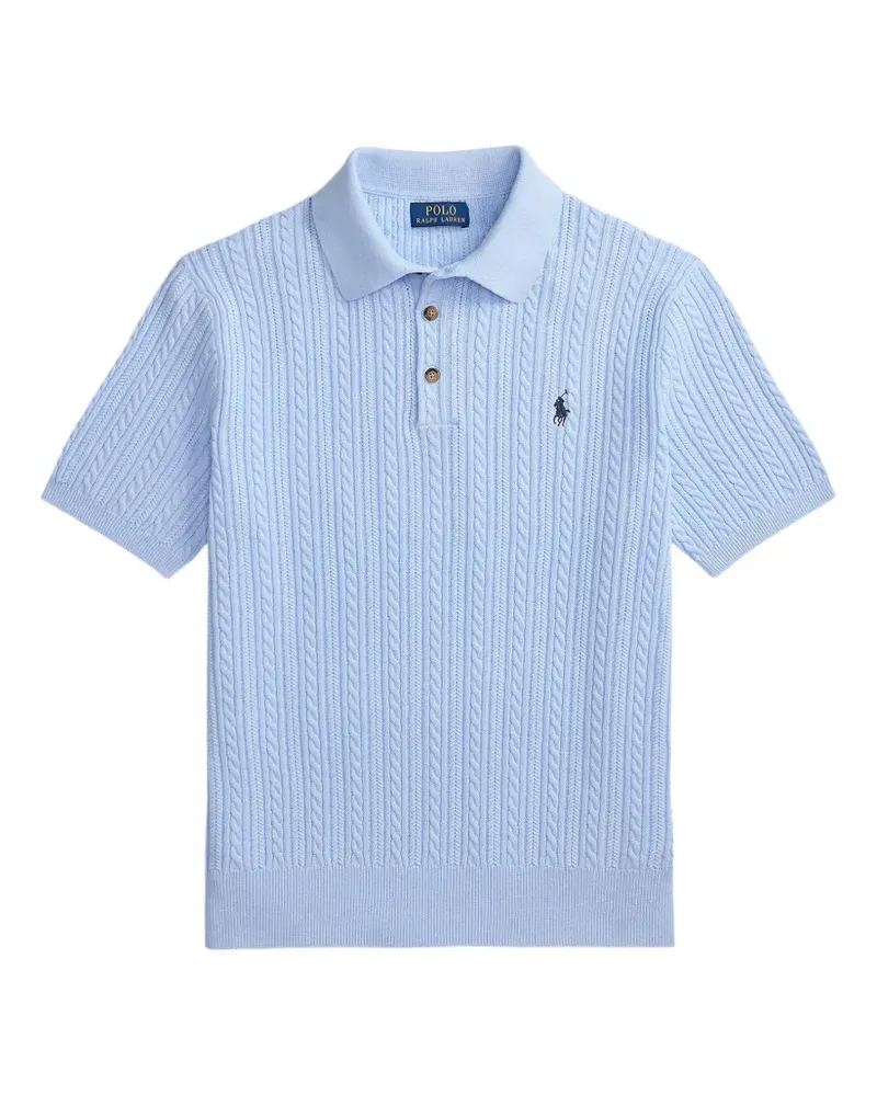 Ralph Lauren Poloshirt mit Zopfmuster - Blau Blau