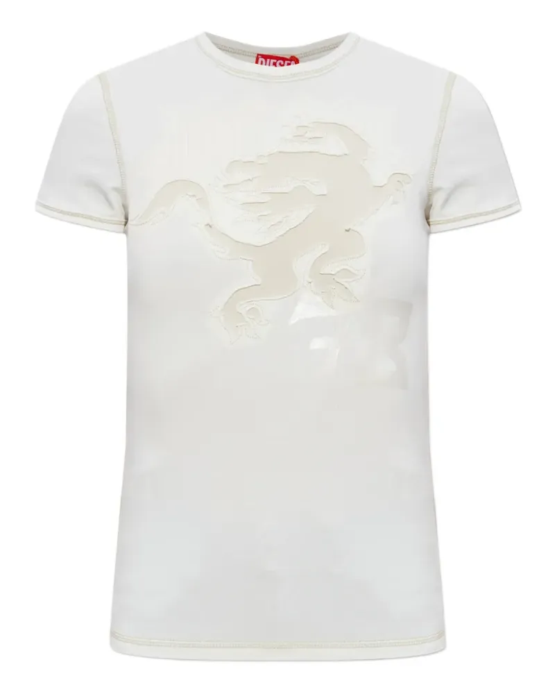 Diesel T-Uncuties-Longer-Aa1 appliqué-detailed T-shirt - Nude Nude