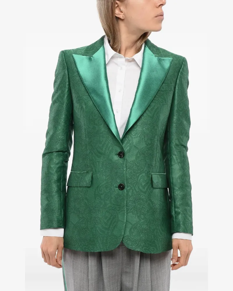 John Richmond embroidered peak-lapel blazer - Grün Grün