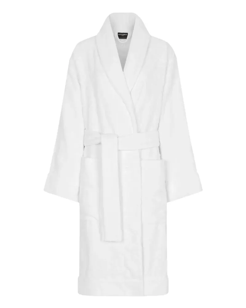 Dolce & Gabbana Casa Bademantel aus Monogramm-Jacquard - Weiß Weiß