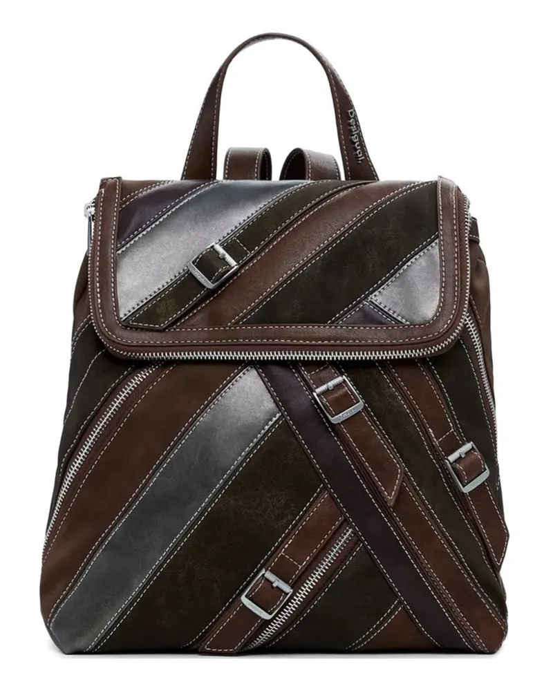 Desigual panelled zip-detail backpack - Braun Braun