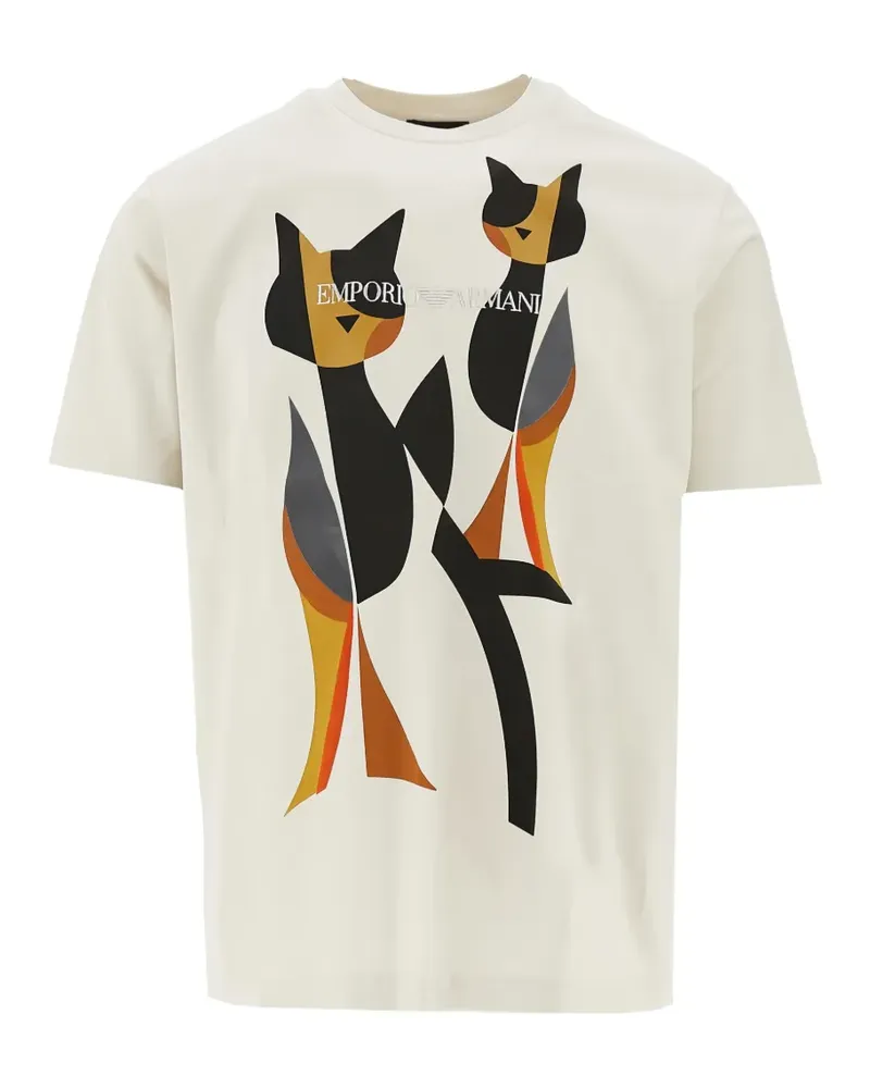 Emporio Armani graphic-print T-shirt - Nude Nude