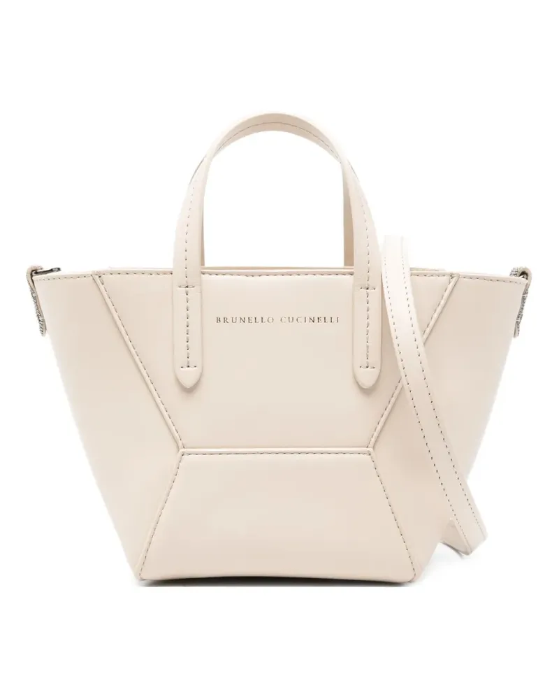 Brunello Cucinelli Schultertasche aus Leder - Weiß Weiß