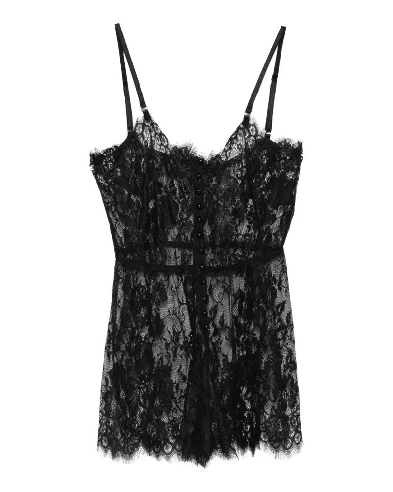 ALCHEMY x Lia Aram lace button-front playsuit - Schwarz Schwarz