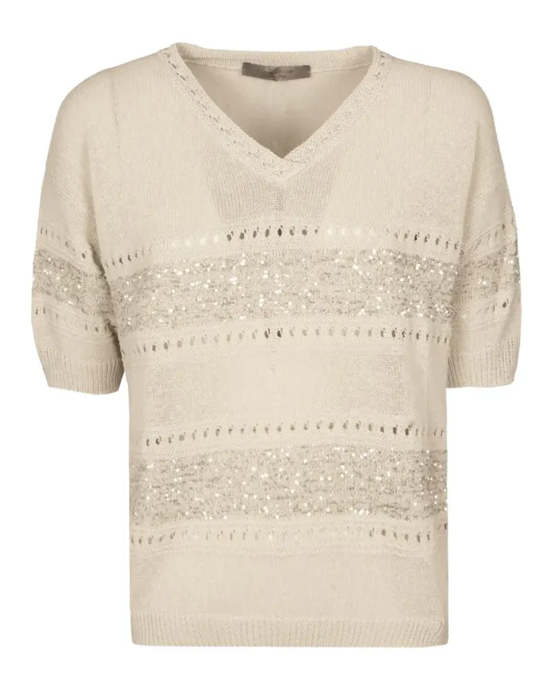 D.EXTERIOR sequin V-neck sweater - Nude Nude