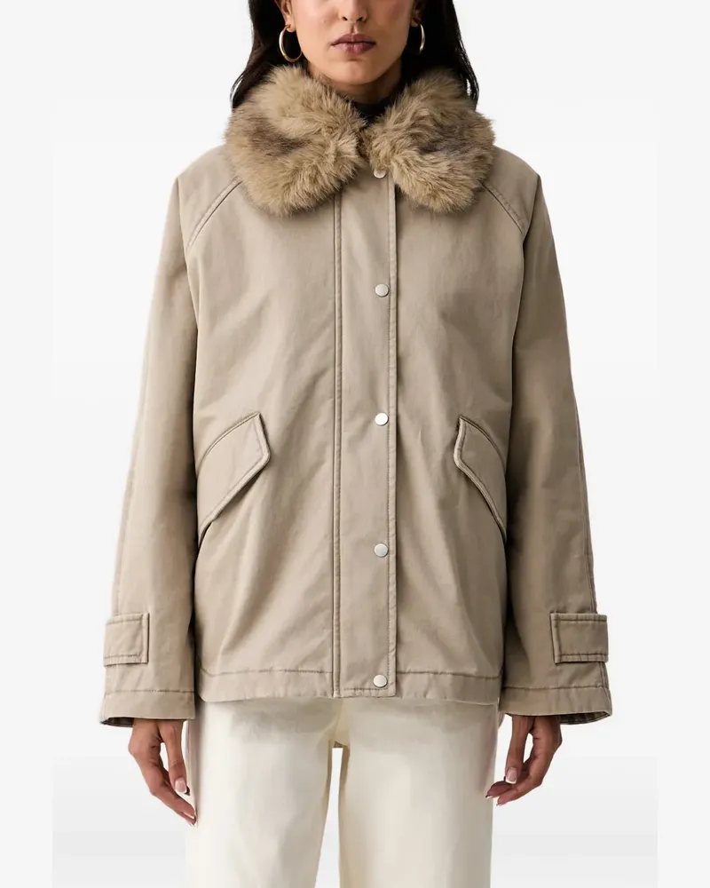 Marc O'Polo Jacke mit Faux Fur-Kragen und Raglanärmeln - Nude Nude