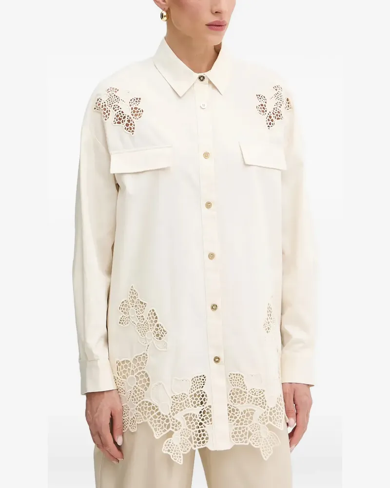 MARCIANO Los Angeles floral-appliqué pocket shirt - Nude Nude