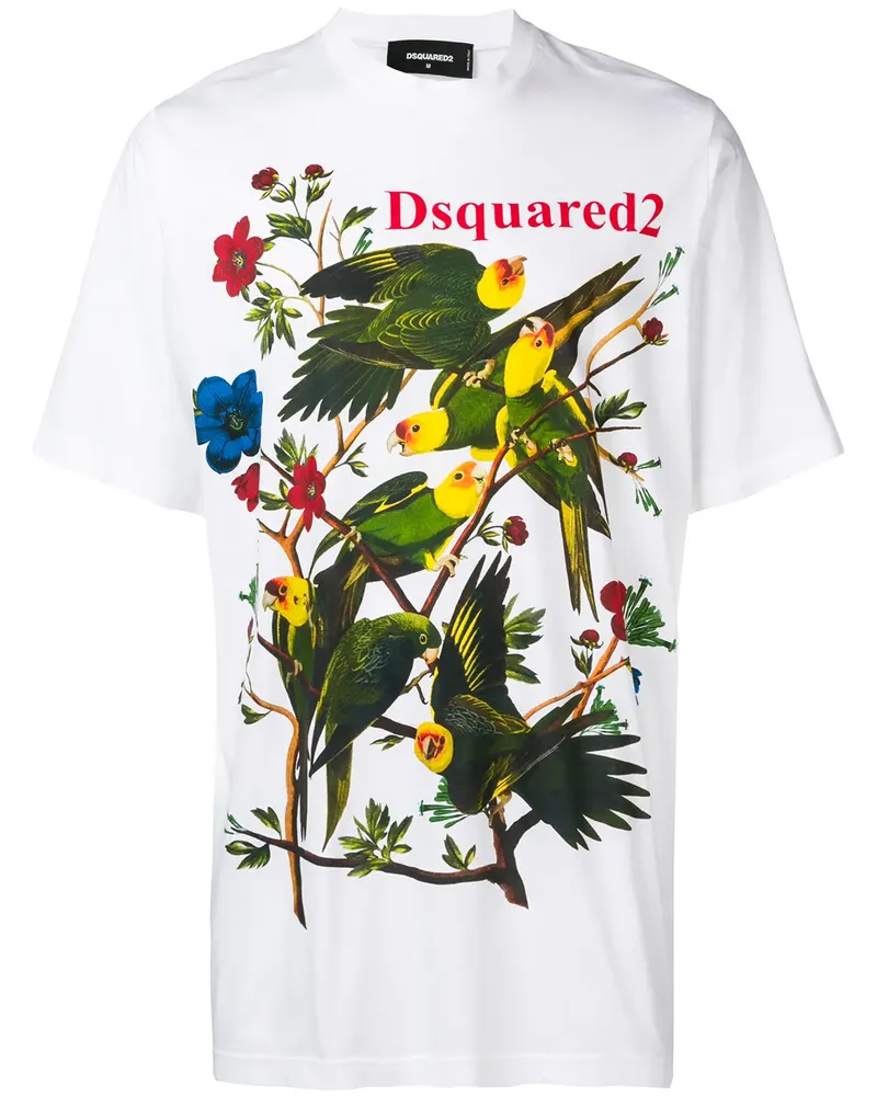 Dsquared2 T-Shirt mit Vögeln - Weiß Weiß
