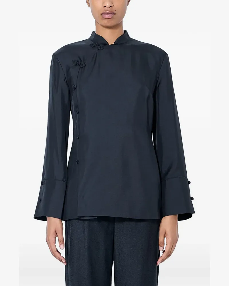 Róhe mandarin-collar asymmetric shirt - Schwarz Schwarz