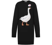Minikleid mit Gänsemotiv - Schwarz