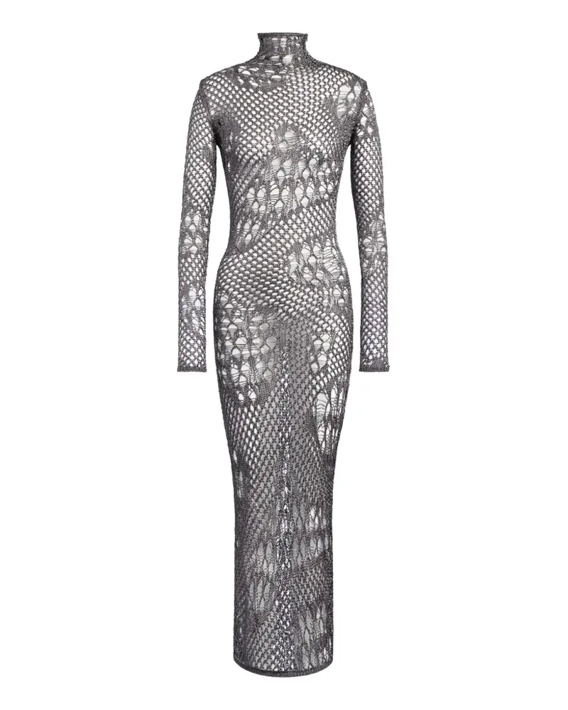 Dondup crochet-knit long-sleeve maxi dress - Grau Grau