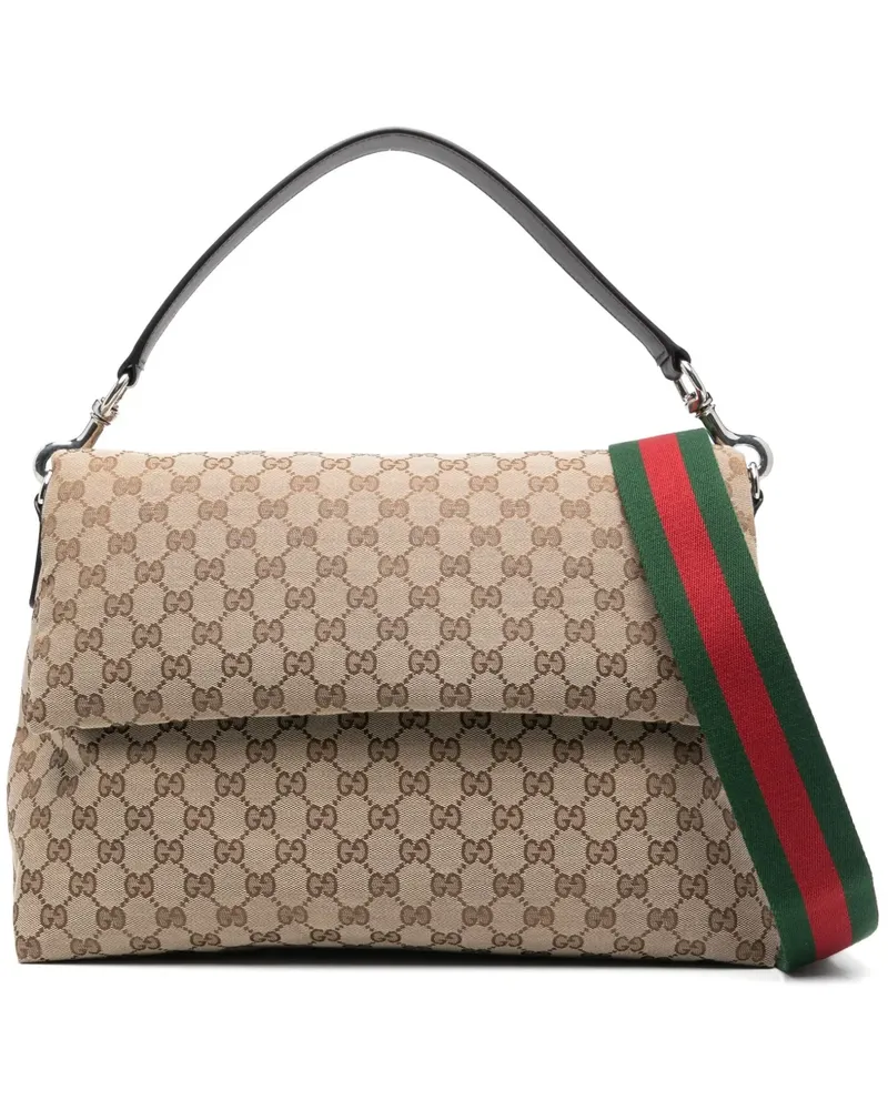 Gucci Große Schultertasche aus GG-Jacquard - Nude Nude