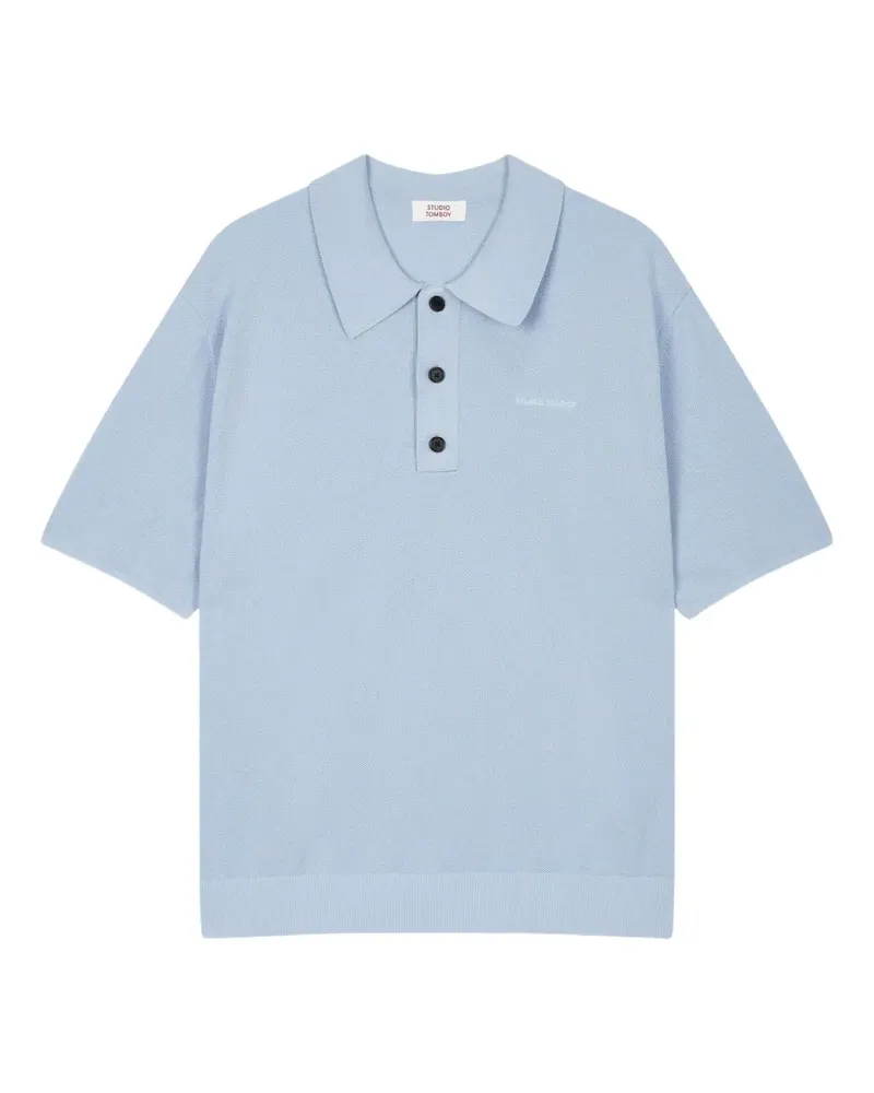 STUDIO TOMBOY Geripptes Poloshirt - Blau Blau