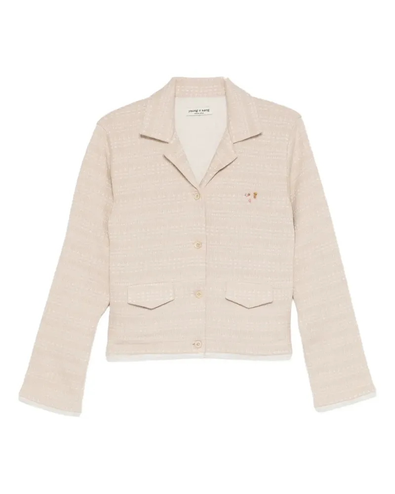young n sang knitted crop jacket - Nude Nude