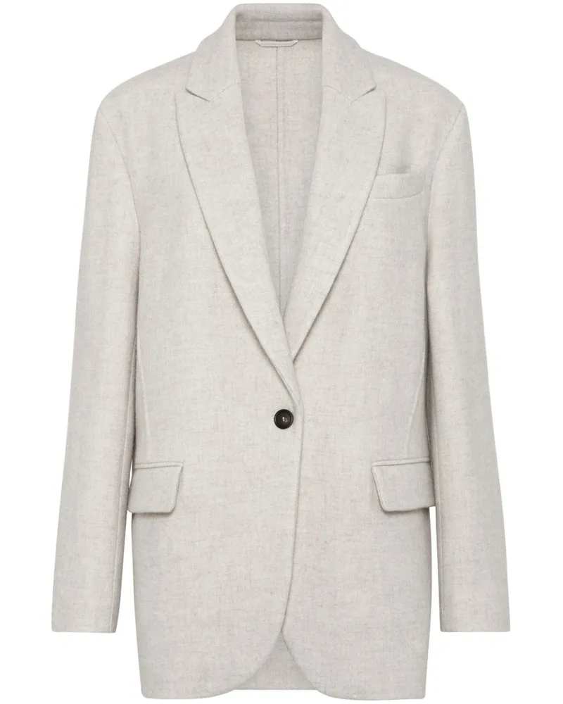 Brunello Cucinelli Blazer mit Monili-Detail - Weiß Weiß