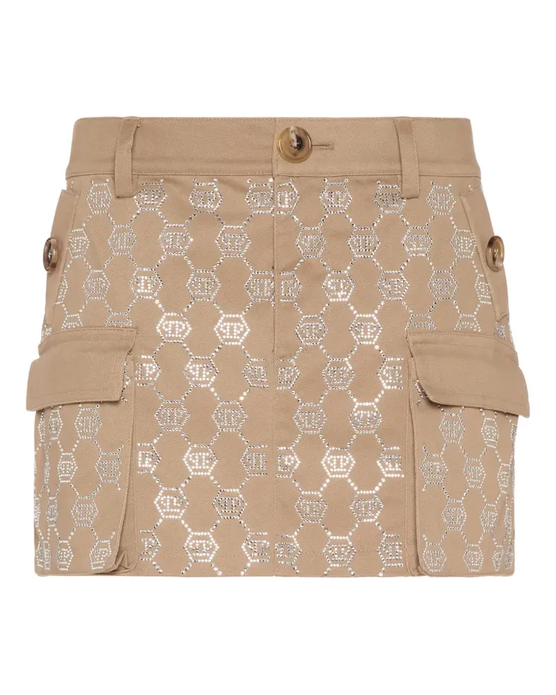 Philipp Plein Minirock mit Kristall-Monogramm - Nude Nude