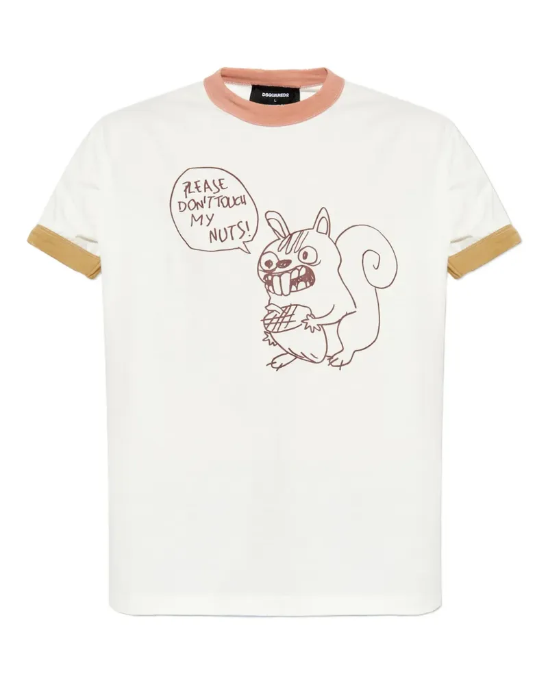 Dsquared2 Kurzärmeliges T-Shirt mit grafischem Print - Weiß Weiß