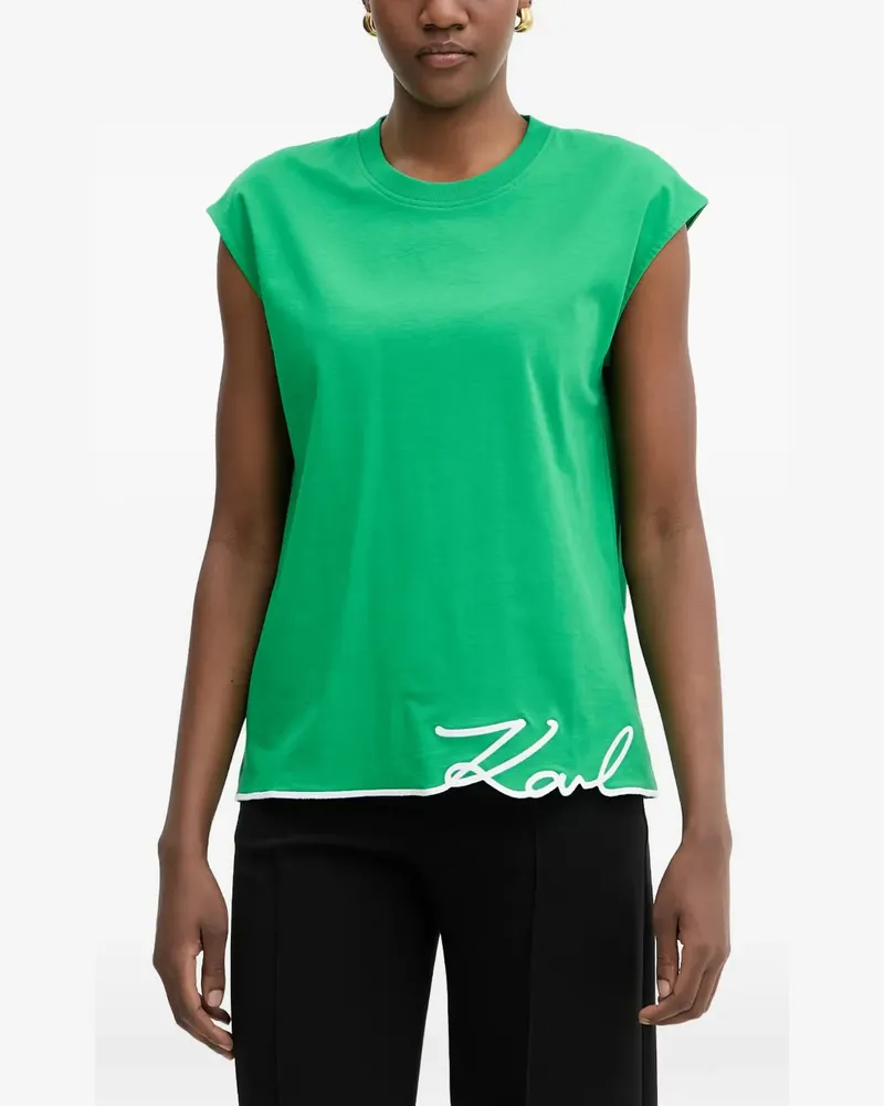 Karl Lagerfeld logo-embroidered sleeveless T-shirt - Grün Grün