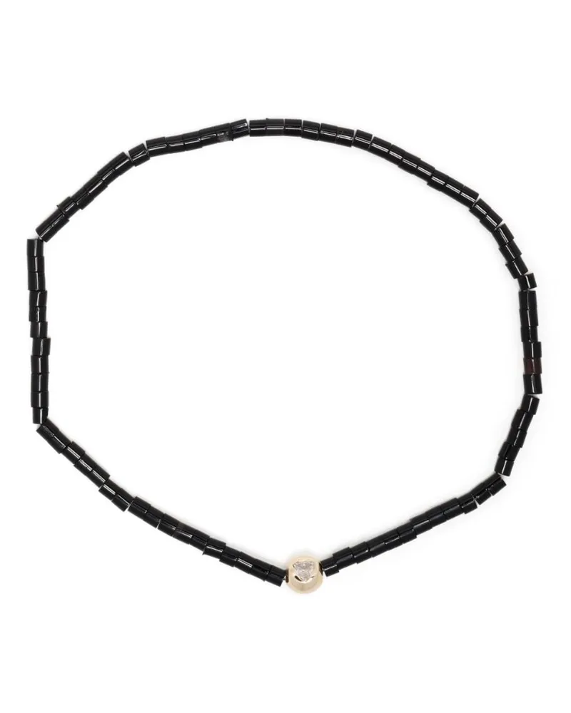 Luis Morais 14kt Medium Ball Gelbgold-Perlenarmband Schwarz