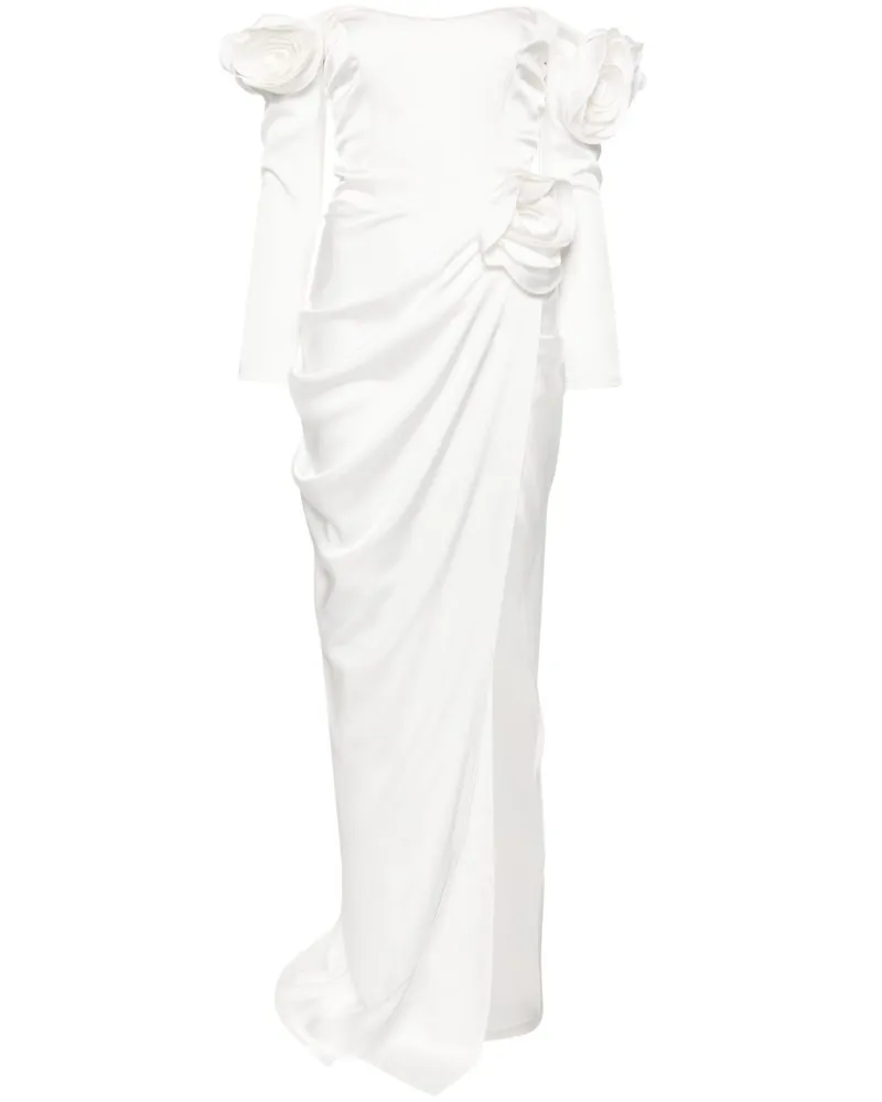 Ana Radu Abendkleid mit Blumenapplikation - Weiß Weiß