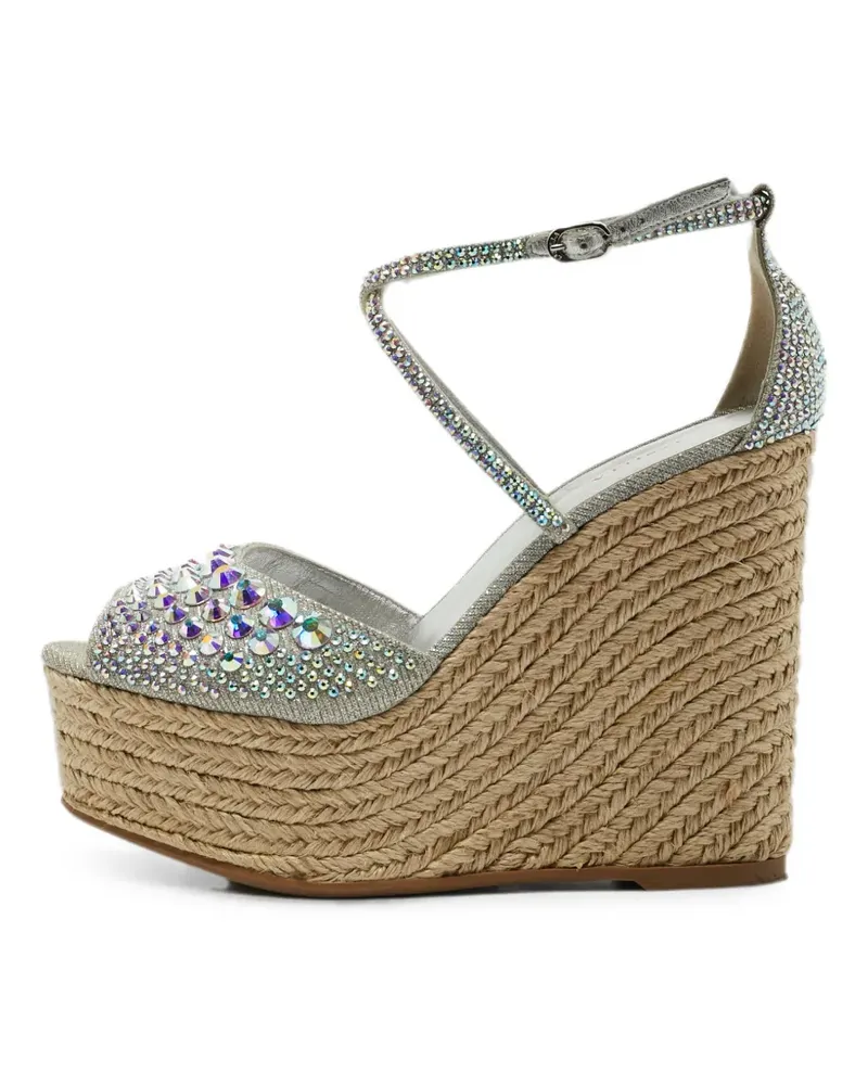 Le Silla crystal-embellished espadrille wedge sandals - Silber Silber