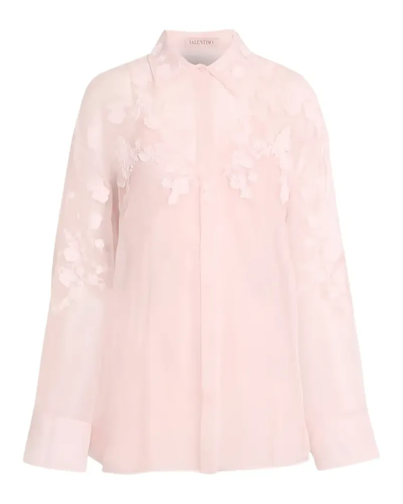 Valentino Garavani floral-appliqué silk-chiffon shirt - Rosa Rosa