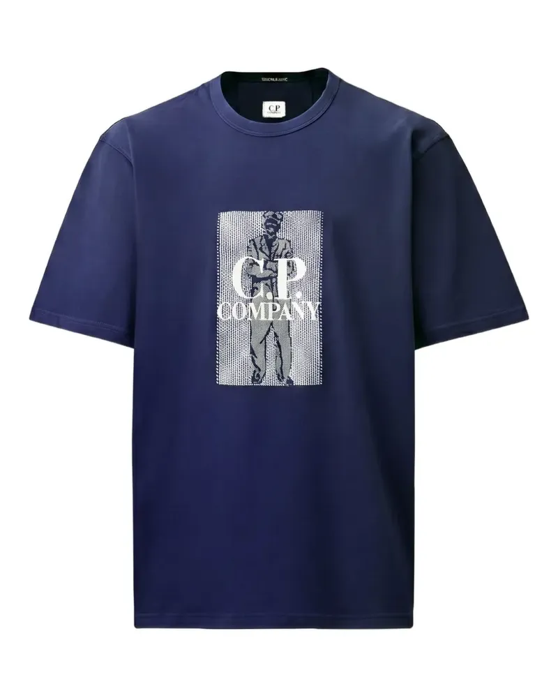 C.P. Company 30/2 T-Shirt aus mercerisiertem Jersey mit verdrehtem Logo - Blau Blau