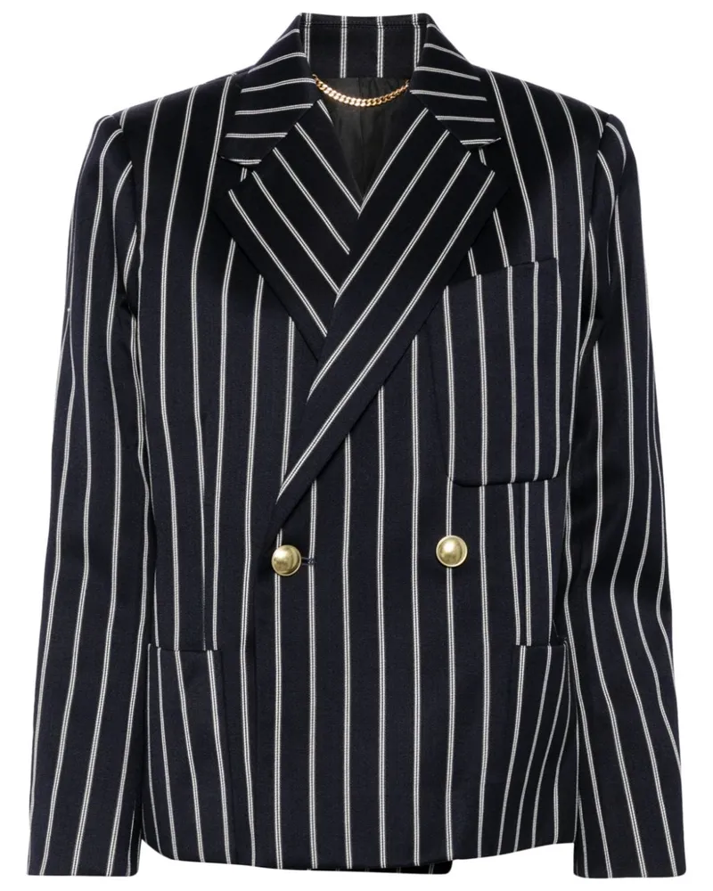 Victoria Beckham Doppelreihige Cropped-Jacke - Blau Blau