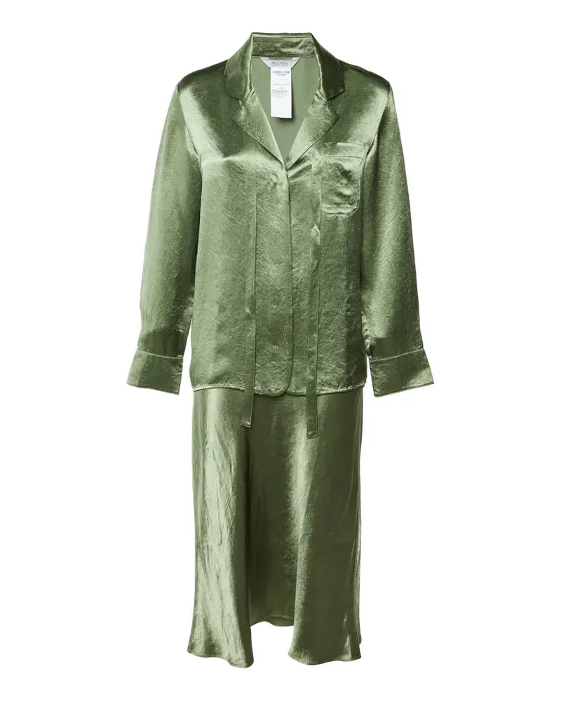 Max Mara Set aus grünem Rock und Hemd mit Satin-Effekt Grün