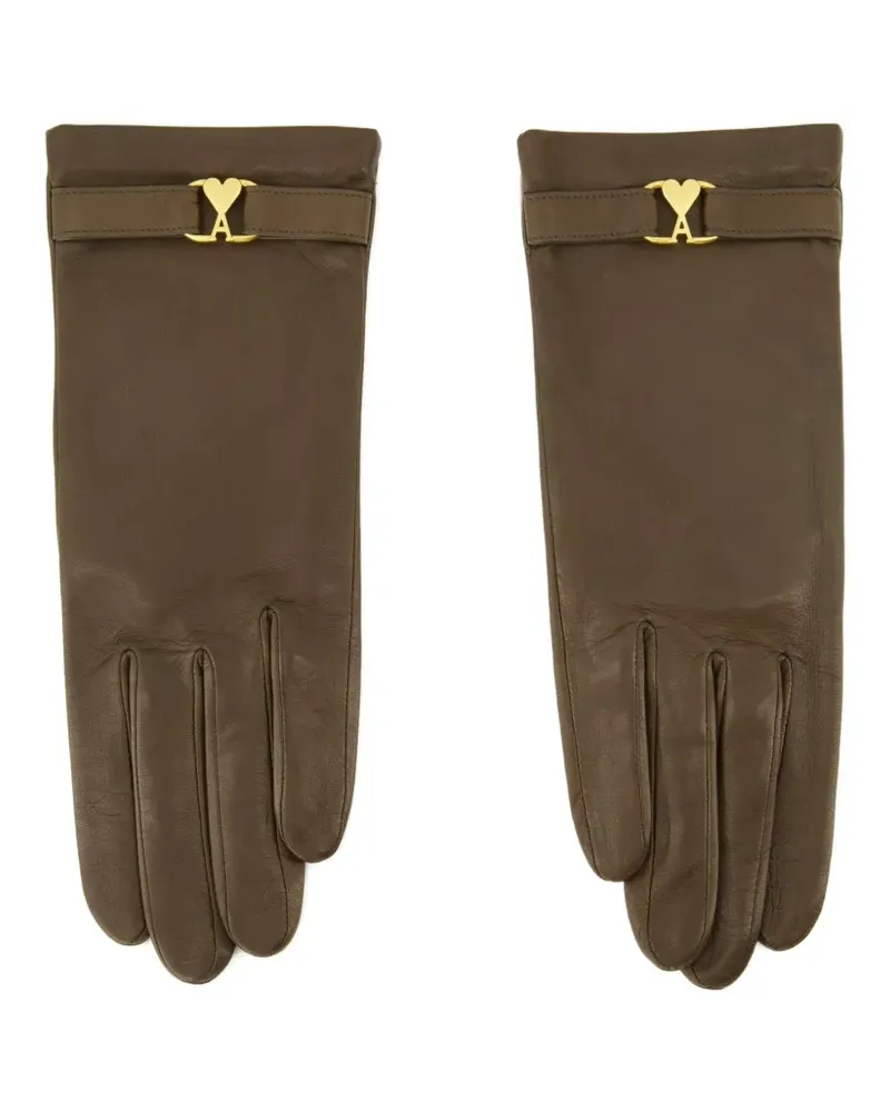 AMI Paris Ami de Coeur Handschuhe aus Leder - Braun Braun