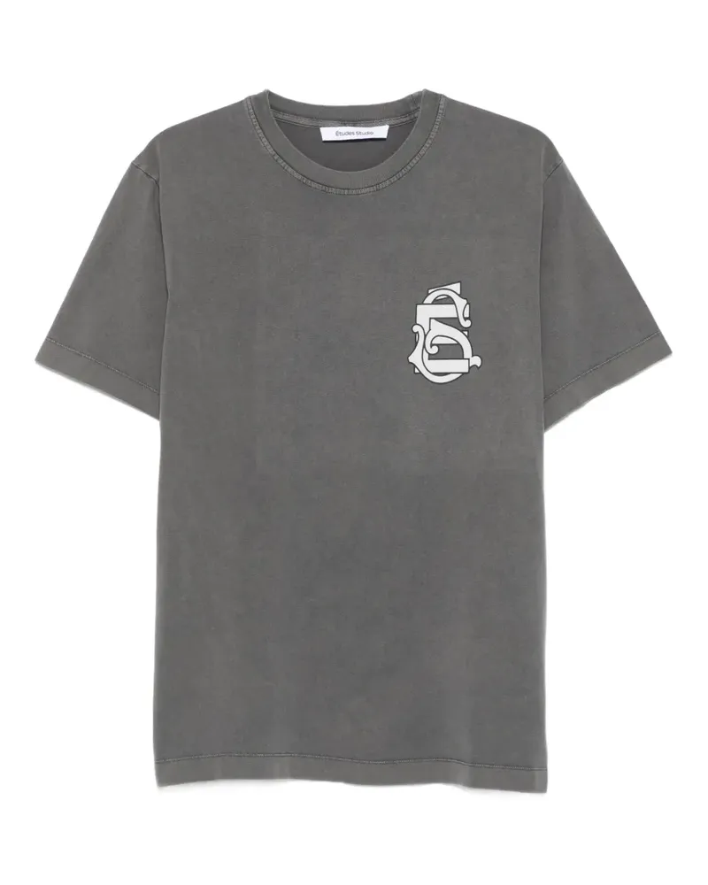 Études Studio T-Shirt mit Wappen-Print - Grau Grau