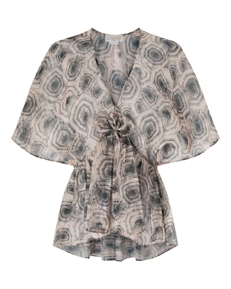 Genny Oberteil mit abstraktem Print - Braun Braun