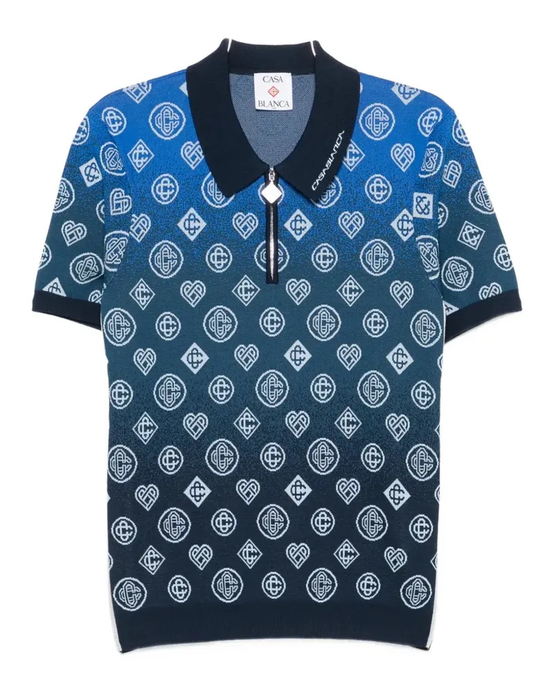 Casablanca Paris monogram-jacquard polo shirt - Blau Blau