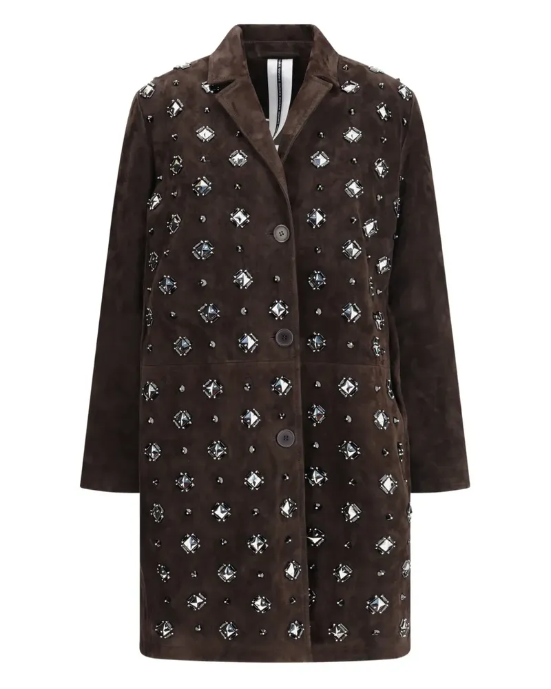 s.w.o.r.d 6.6.44 stone buttoned leather coat - Braun Braun
