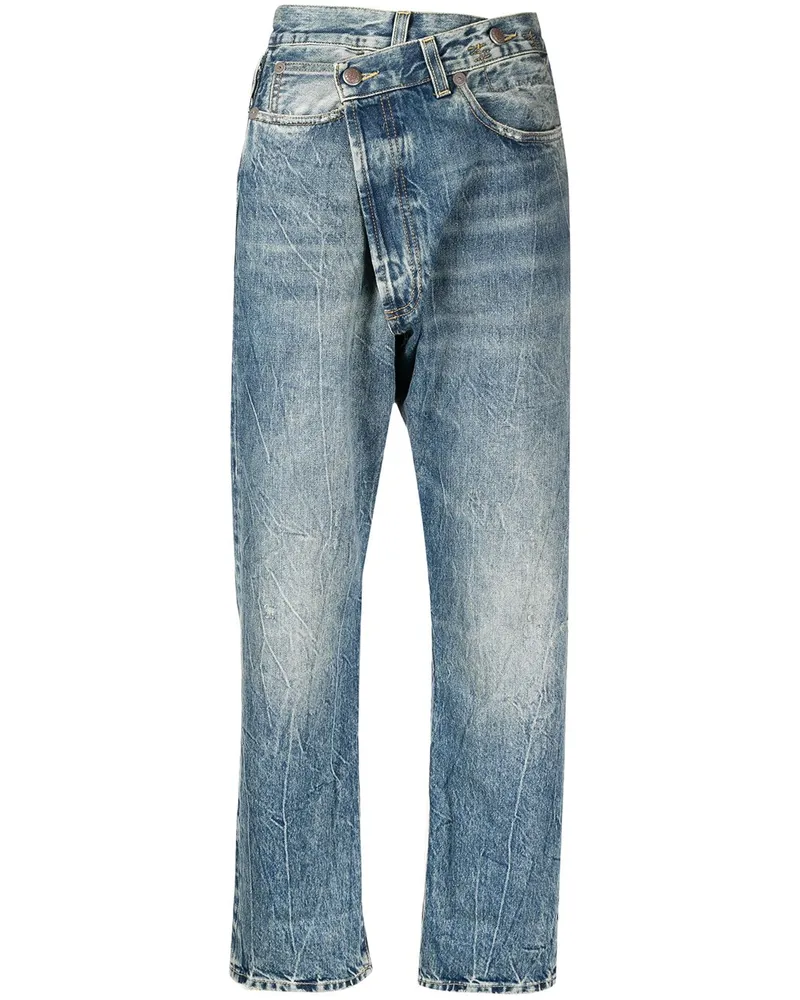 R13 Jeans mit asymmetrischem Bund - Blau Blau