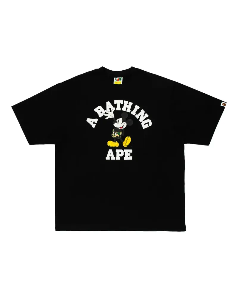 BAPE x Disney-Mickey-Mouse-T-Shirt mit lockerem Schnitt - Schwarz Schwarz
