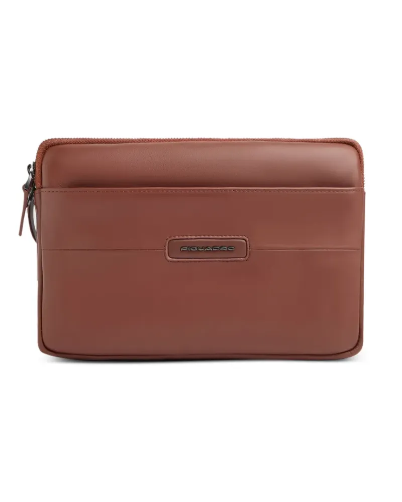 Piquadro Mini iPad Handtasche mit Logo-Schild - Braun Braun