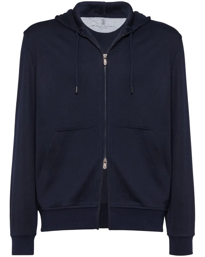 Brunello Cucinelli Gestrickter Hoodie - Blau Blau