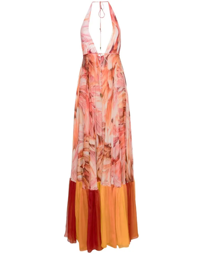 Roberto Cavalli Kleid mit Feder-Print Rosa