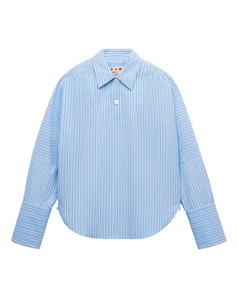 Marni light blue striped poplin shirt with bib insert - Blau Blau
