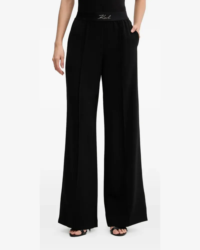 Karl Lagerfeld embroidered-waistband trousers - Schwarz Schwarz