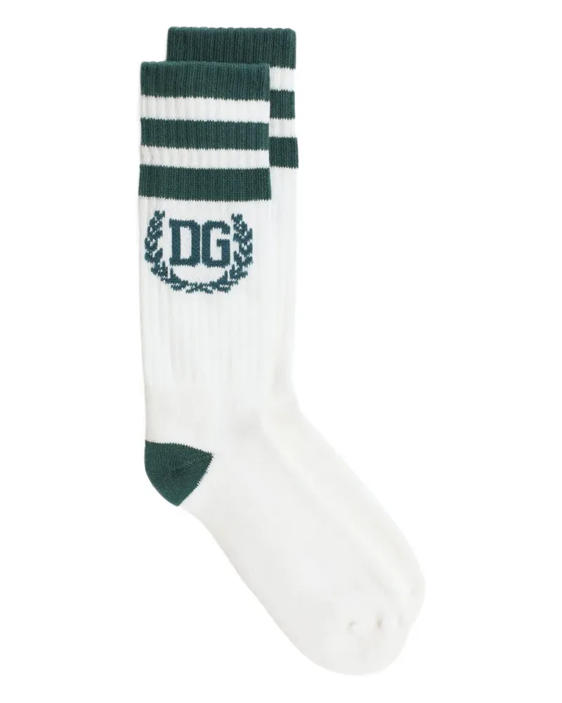 Dolce & Gabbana striped logo socks - Weiß Weiß
