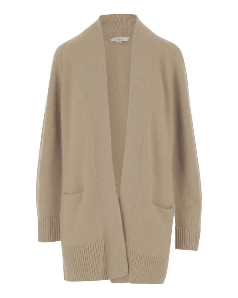Vince ribbed-trim cashmere cardigan - Nude Nude