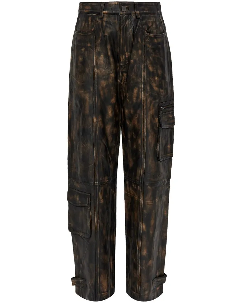 Gestuz Lederhose mit geradem Bein - Schwarz Schwarz