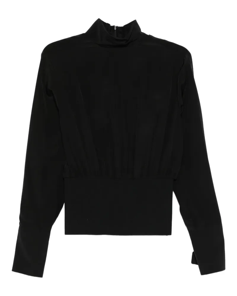SPORTMAX Seidenbluse mit Stehkragen - Schwarz Schwarz
