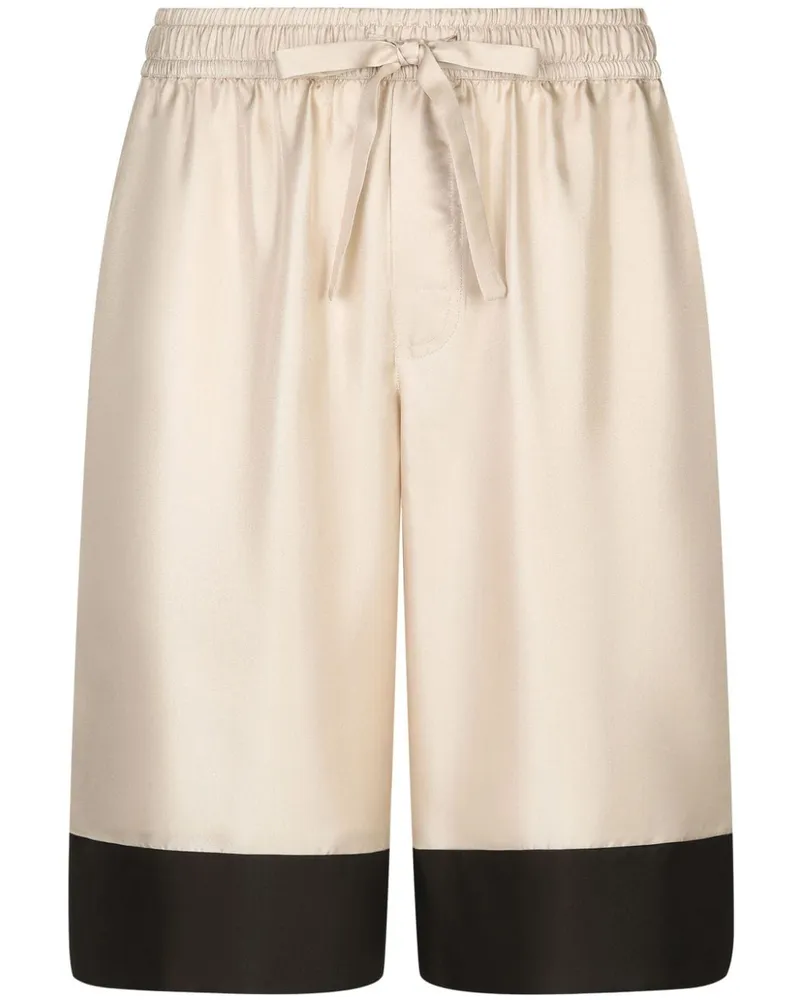 Dolce & Gabbana Seidenshorts mit Logo-Stickerei - Nude Nude